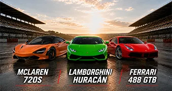 McLaren 720 S + Lamborghini Huracán + Ferrari F 488 GTB
