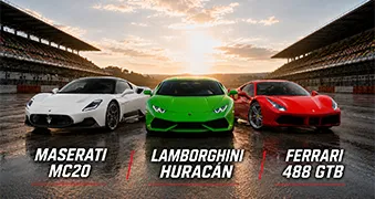 Maserati MC20 + Lamborghini Huracán + Ferrari F 488 GTB